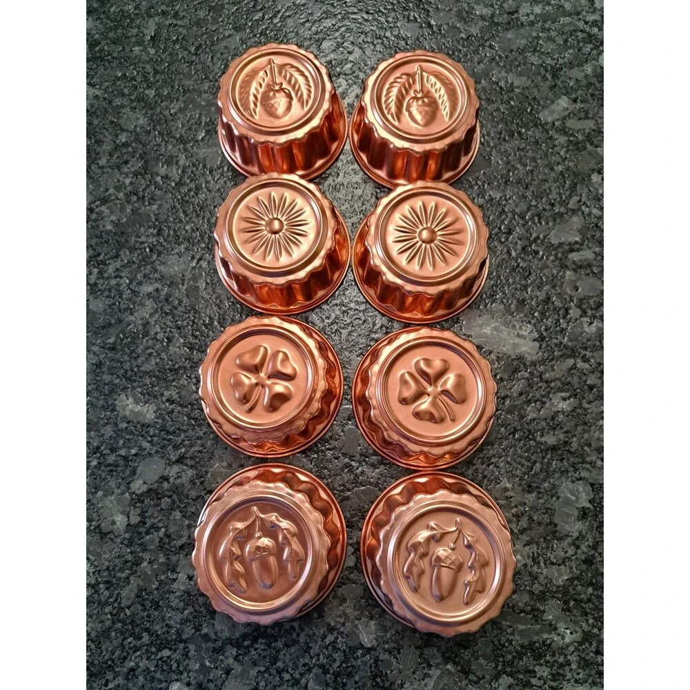 Vintage Jello Mold (2 Sets of 4) Copper Color Aluminum Cake Tart Molds